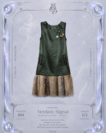 Military Green Satin &amp; Faux Fur Dress