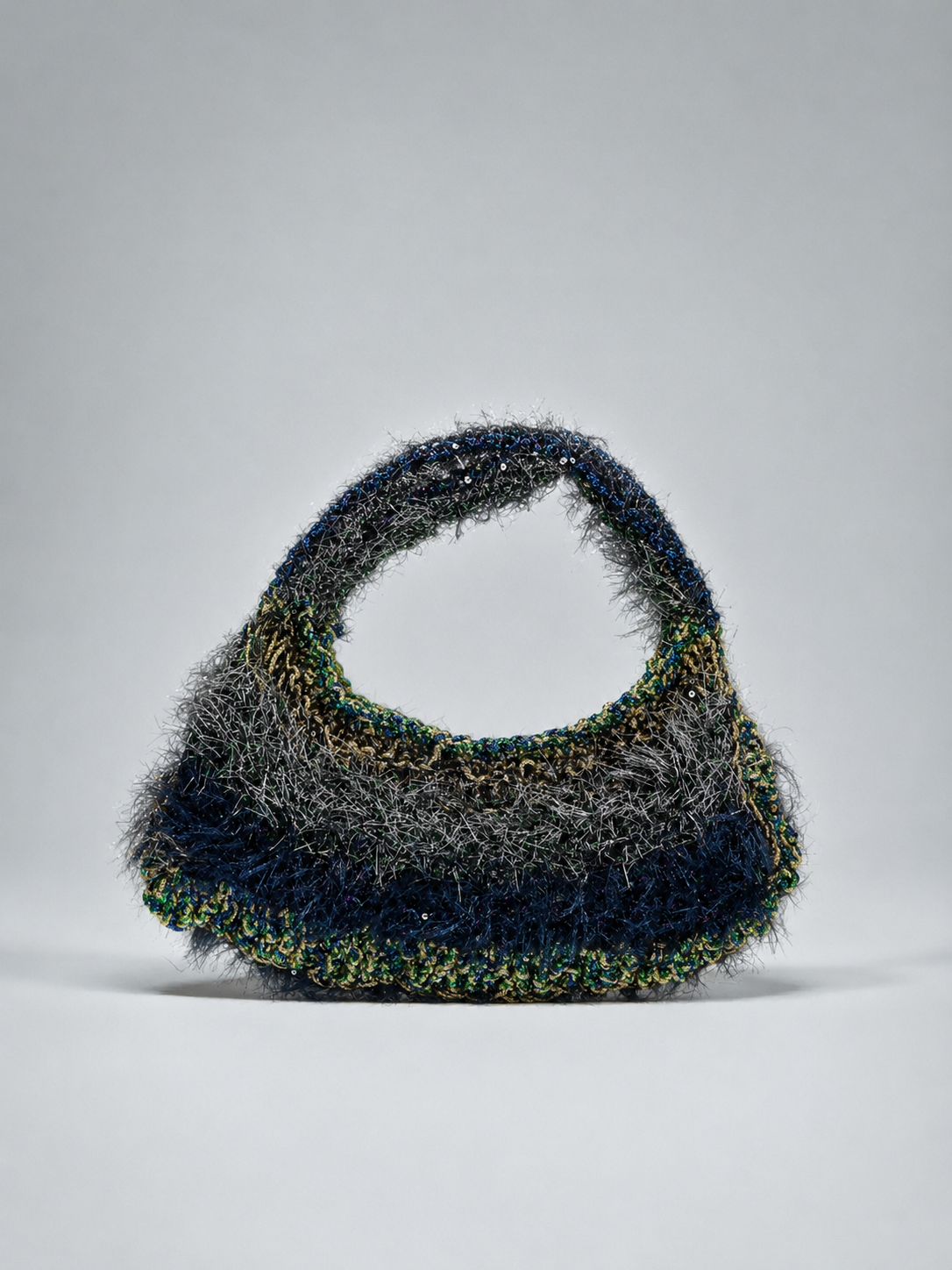 Hand-Crocheted Metallic Fibre Sculptural Handbag