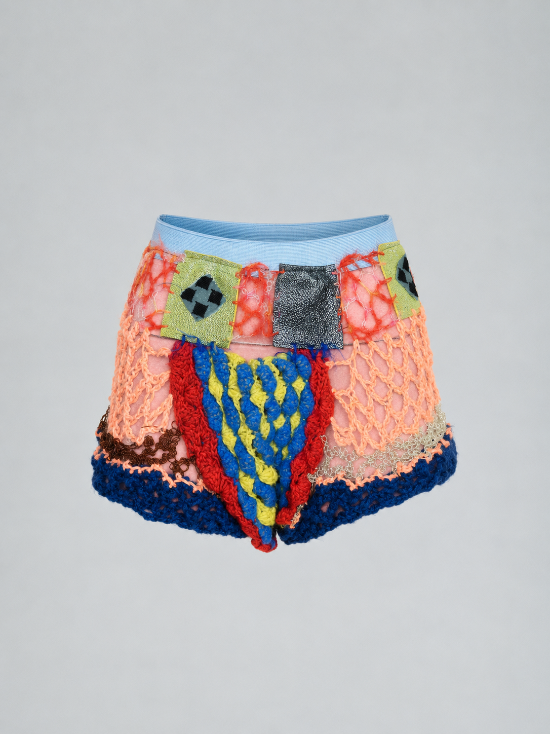Cosmic Larva Hand-Crocheted Diamond Texture Shorts