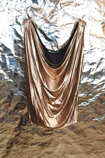 Rose Gold Silk Jersey Draped Top
