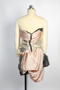 Geometric Metallic Draped Mini Dress