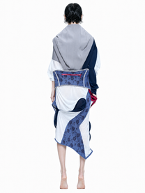 Cosmic Collage Draped Jersey Dress