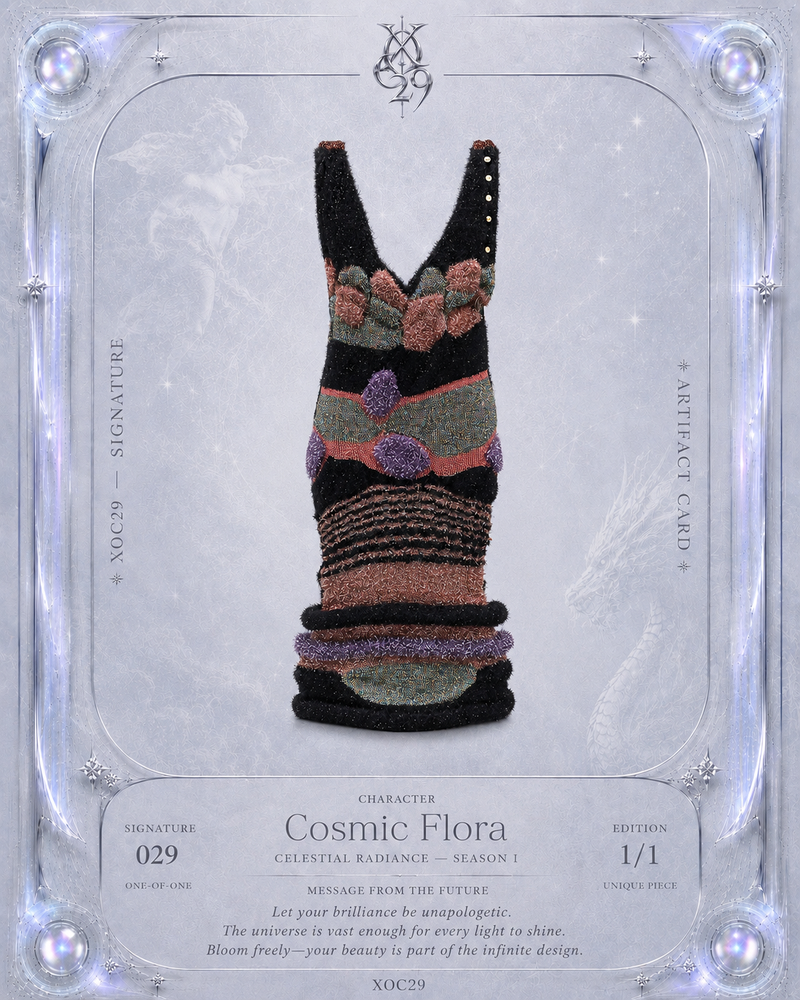 Cosmic Flora Hand-Knit Sculptural Dress