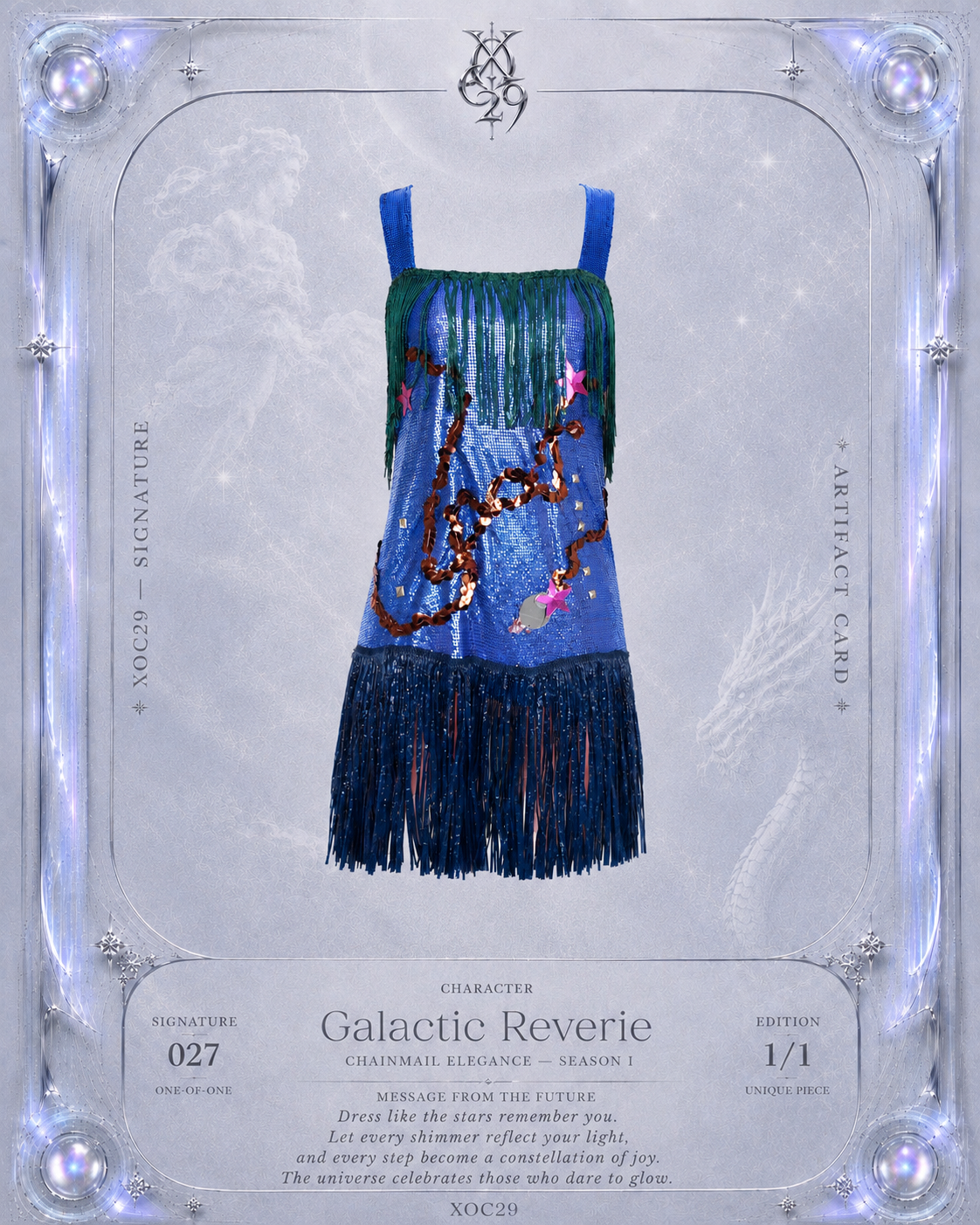 Robe de soirée en cotte de mailles bleue