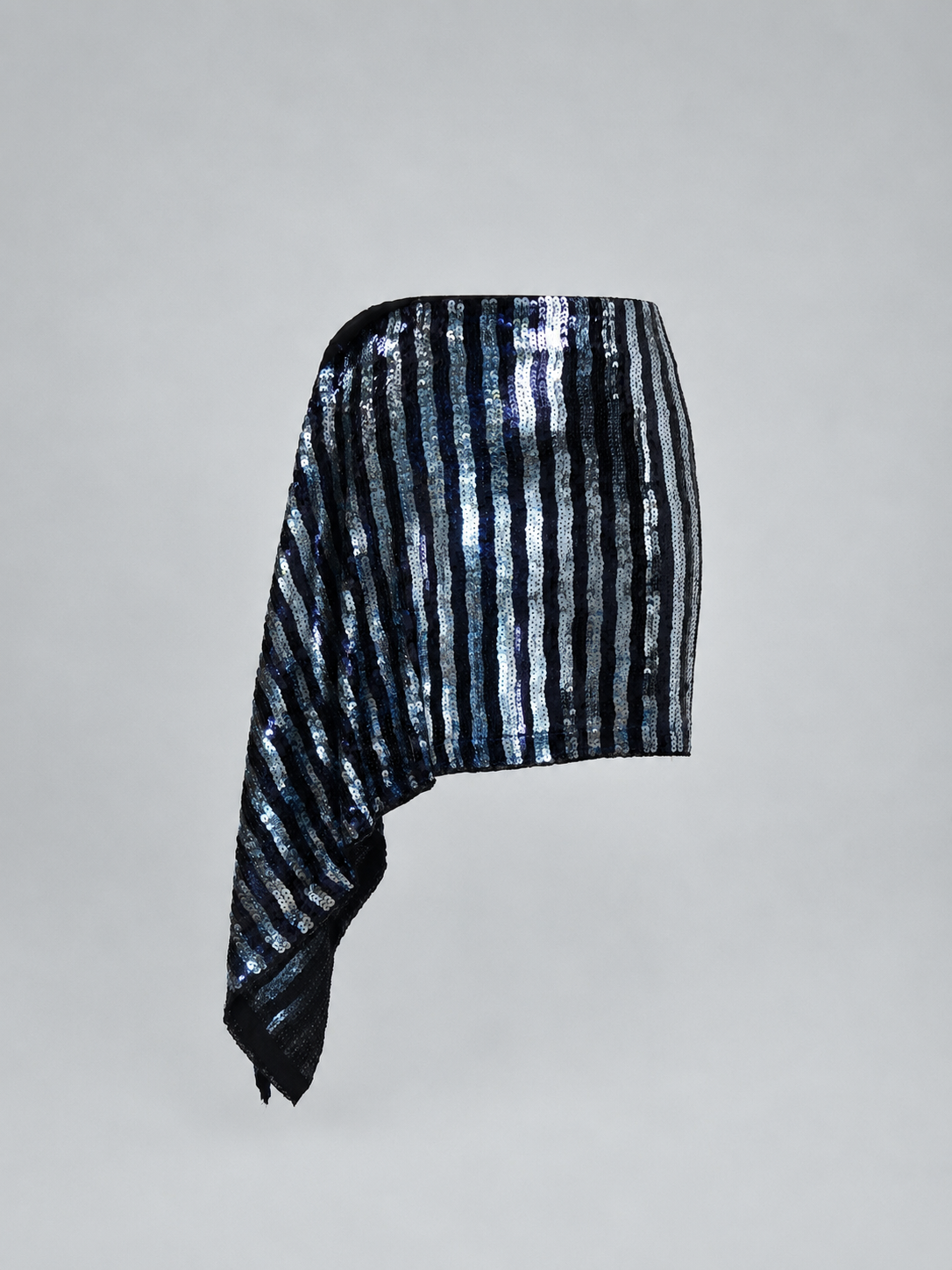 Asymmetric Stretch Sequin Skirt