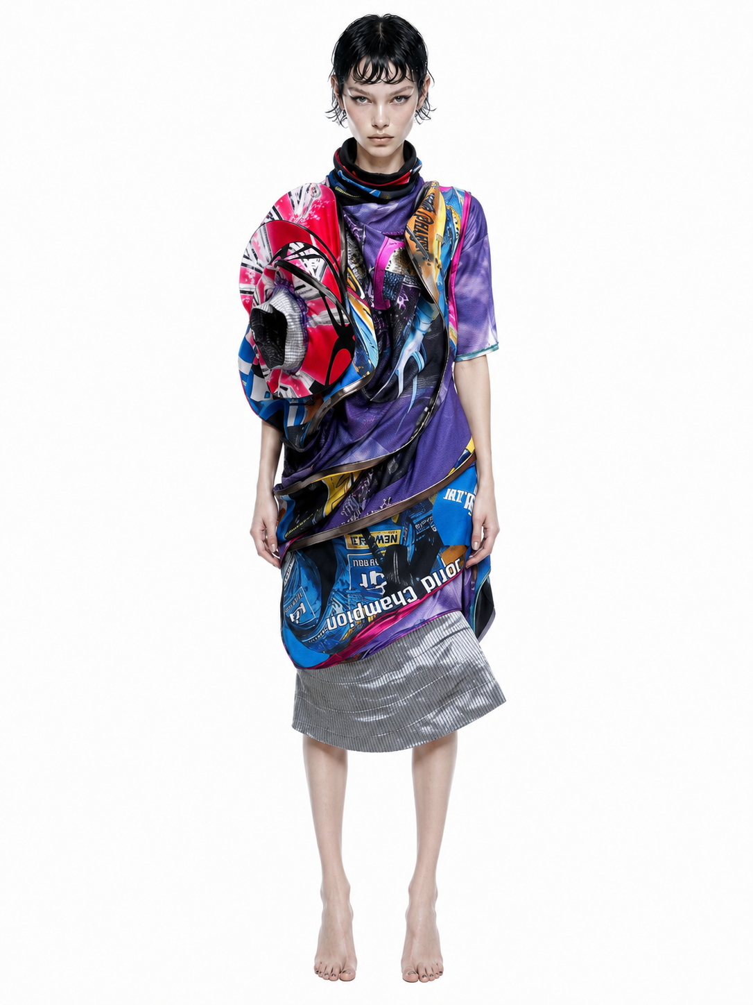 Orbit Collision Upcycled Spiral Dress