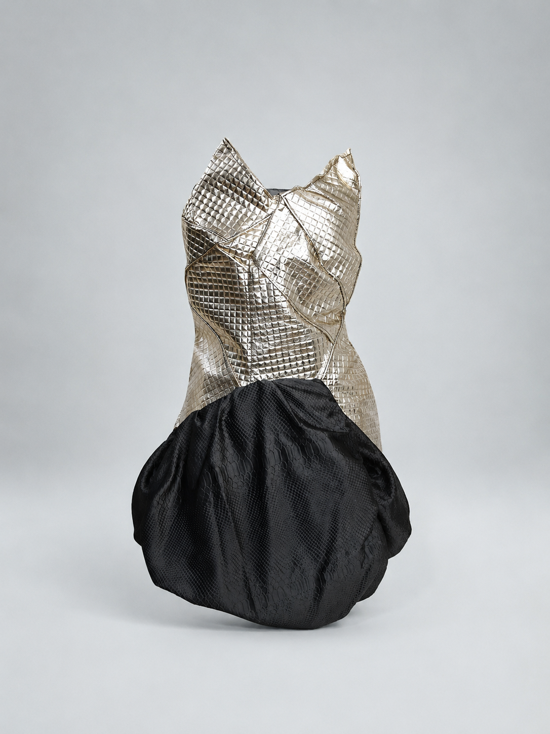Geometric Metallic Draped Mini Dress
