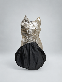 Geometric Metallic Draped Mini Dress