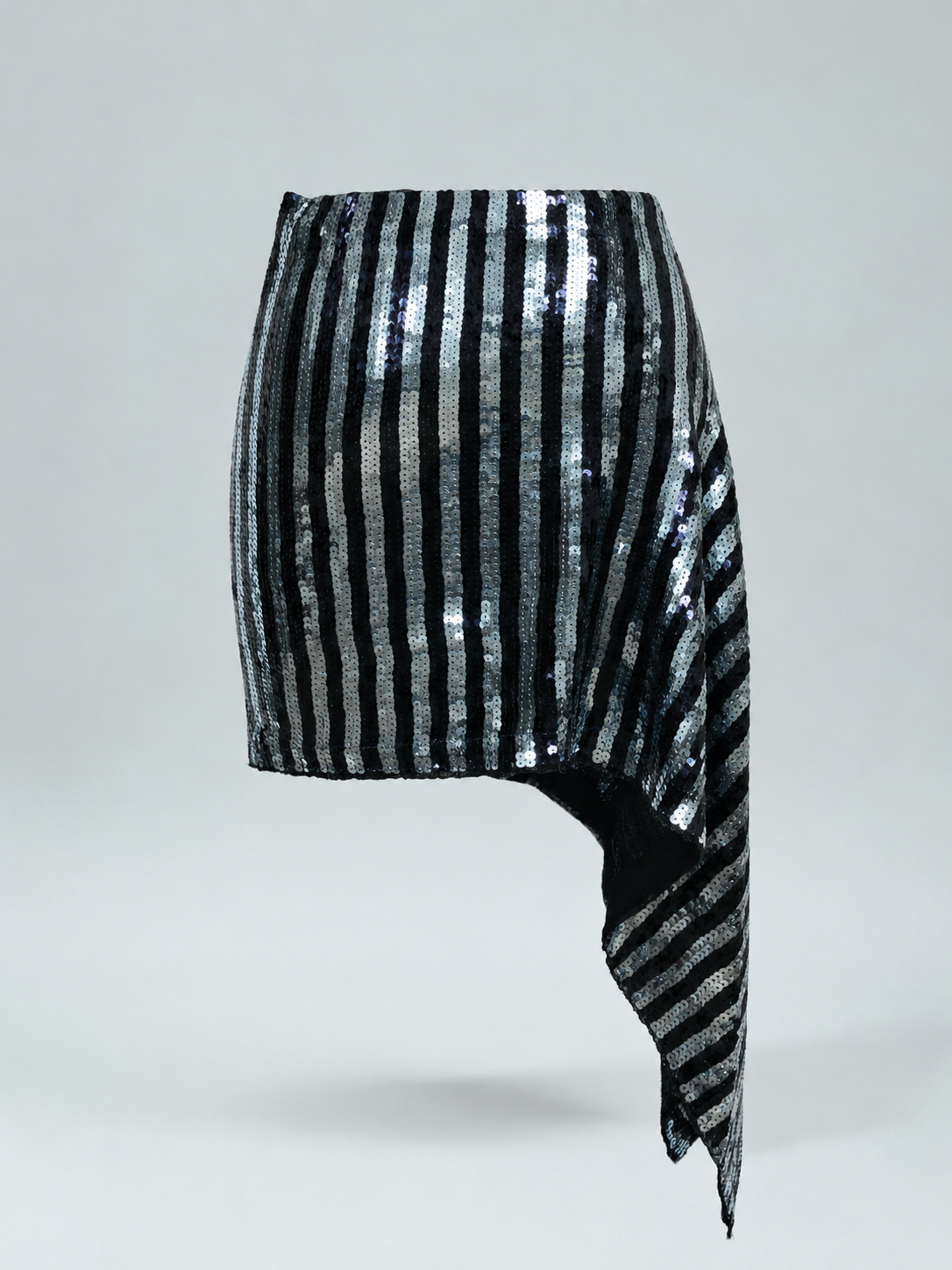 Asymmetric Stretch Sequin Skirt