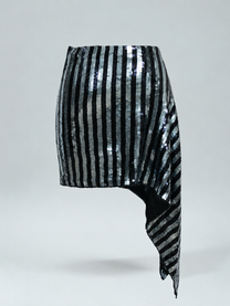 Asymmetric Stretch Sequin Skirt