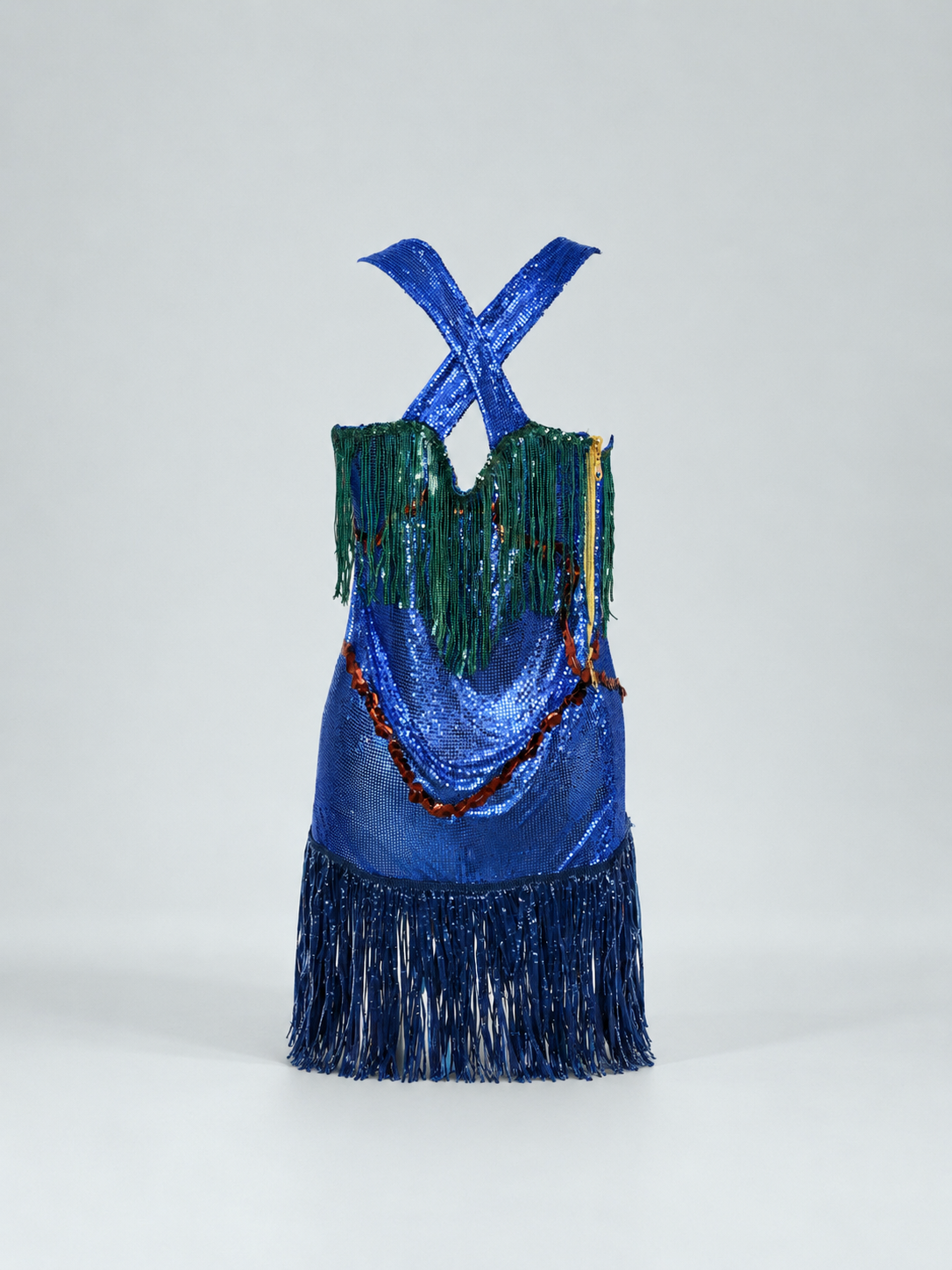 Robe de soirée en cotte de mailles bleue