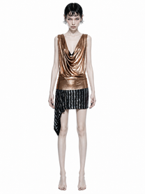 Asymmetric Stretch Sequin Skirt