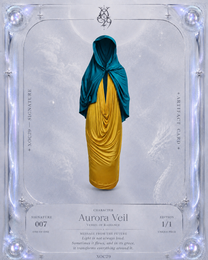 Robe en jersey de soie de luxe drapée jaune + bonnet foulard en jersey vert et cuir de soie