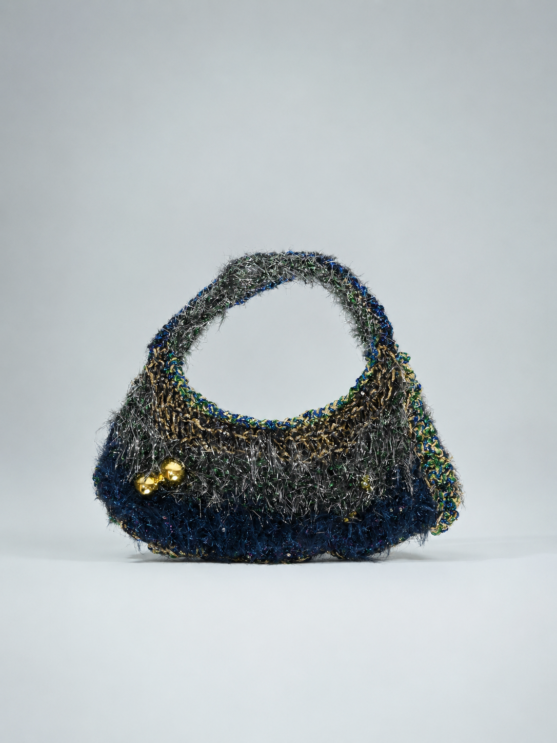 Hand-Crocheted Metallic Fibre Sculptural Handbag