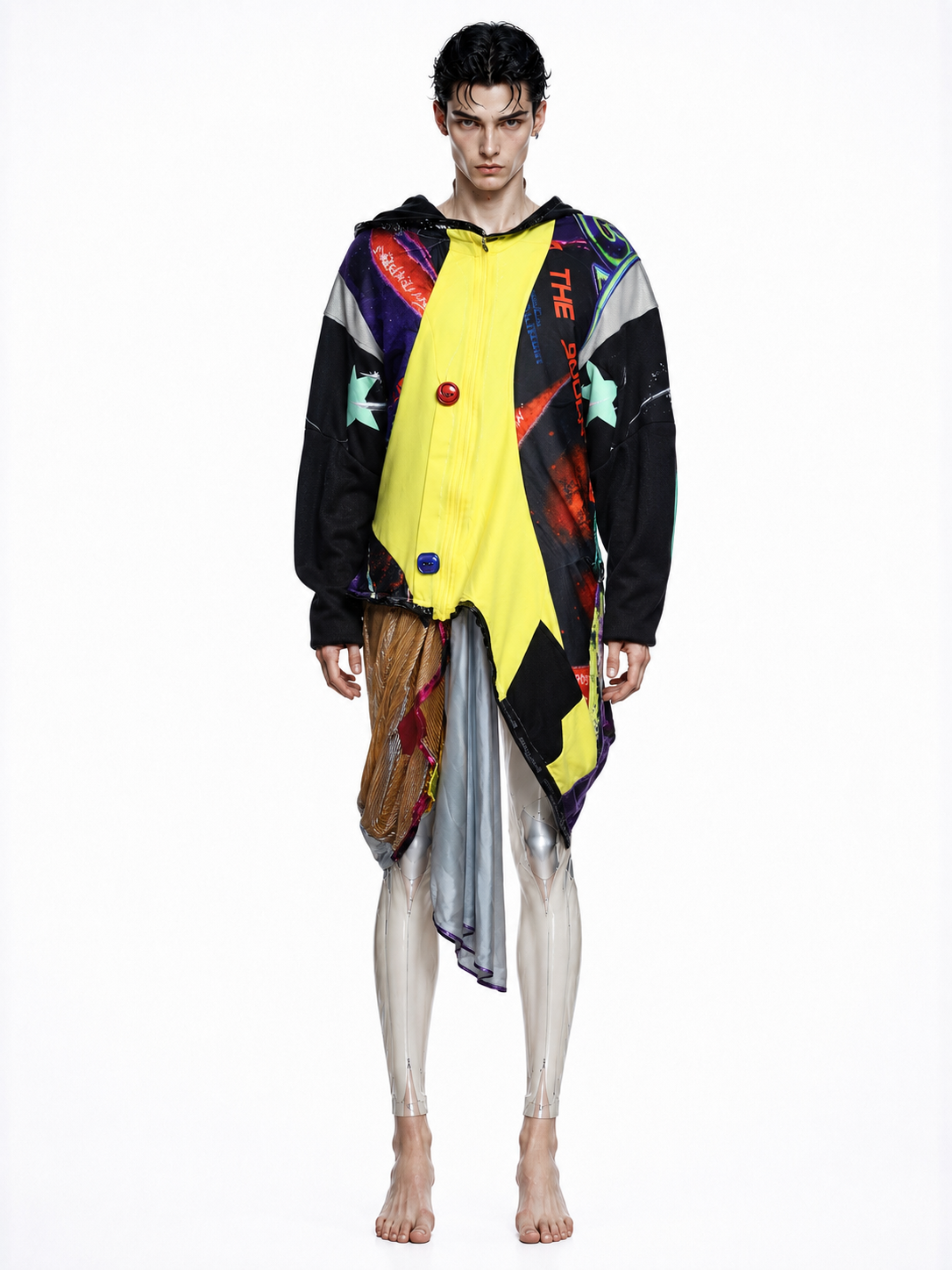 Cosmic Upcycled Jersey Layered Coat