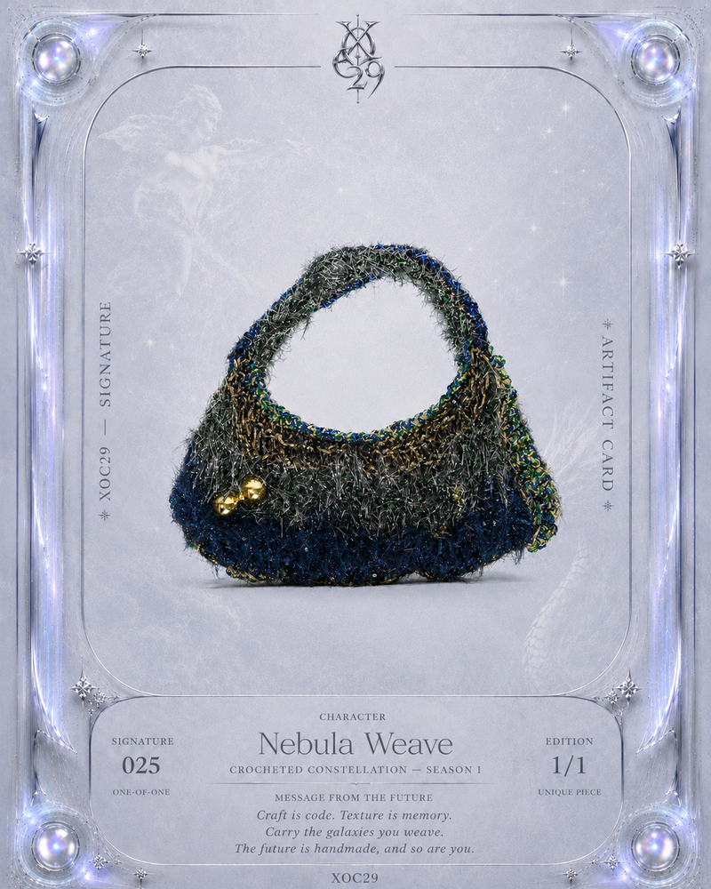 Hand-Crocheted Metallic Fibre Sculptural Handbag