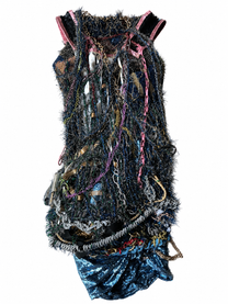 Look 1: Starforged Carapace (One-of-One Hand-Crocheted Metal Mixed-Media Couture Dress)