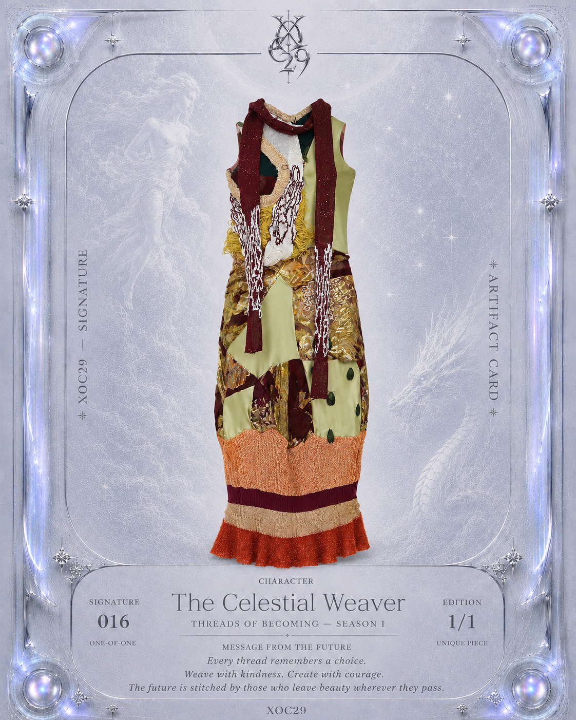 Ensemble robe + écharpe en tricot fleuri et soie