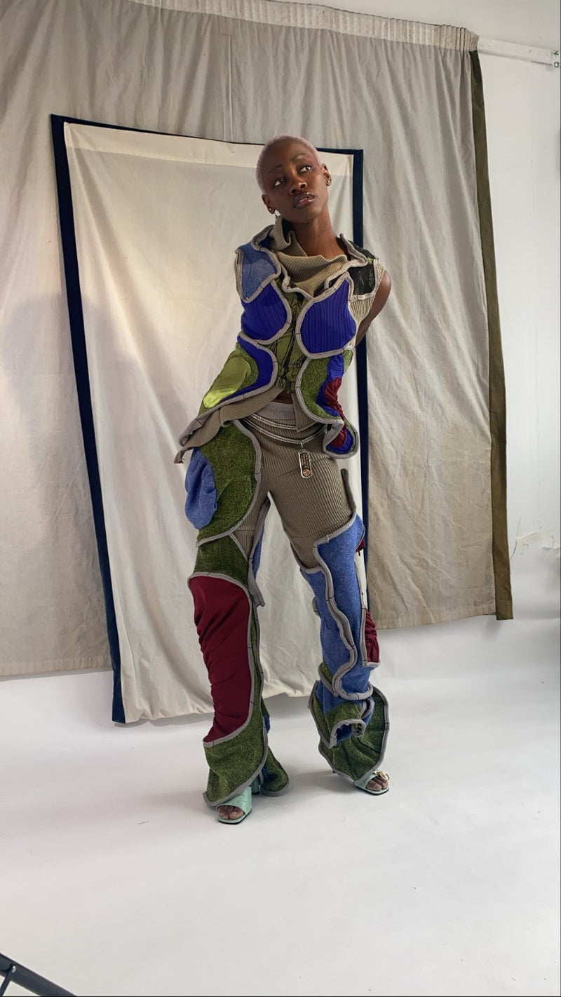 Circular Cut Deconstructed Jersey Trousers