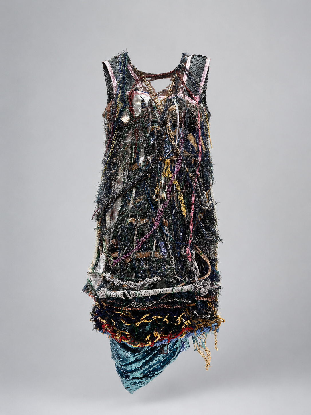 Look 1: Starforged Carapace (One-of-One Hand-Crocheted Metal Mixed-Media Couture Dress)