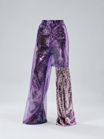 Double-Layer Sequin PVC Trousers
