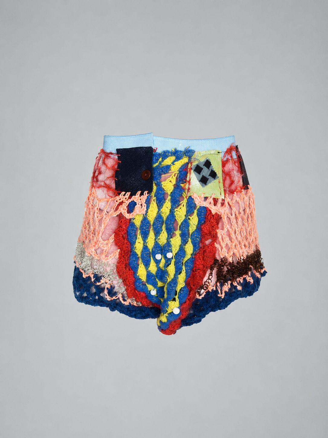 Cosmic Larva Hand-Crocheted Diamond Texture Shorts