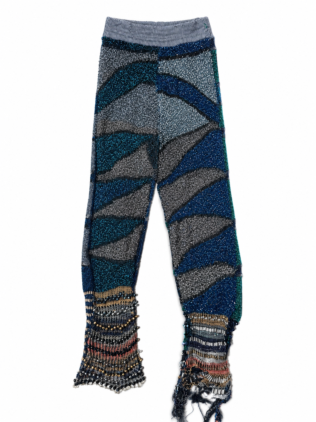 Look 5: Lucid Weaver (Couture Hand-Beaded Geometric Knit Trousers)