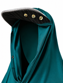 Robe en jersey de soie de luxe drapée jaune + bonnet foulard en jersey vert et cuir de soie