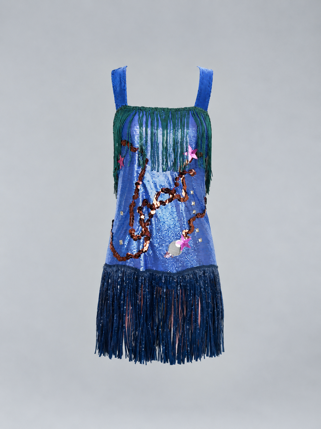 Robe de soirée en cotte de mailles bleue