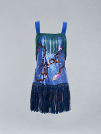 Robe de soirée en cotte de mailles bleue