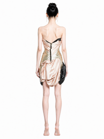 Geometric Metallic Draped Mini Dress