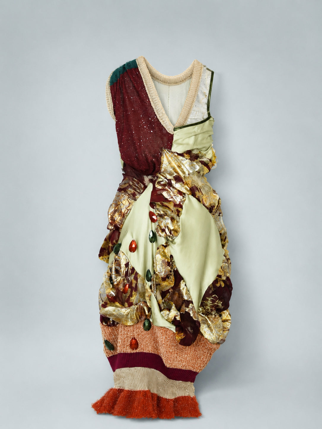 Ensemble robe + écharpe en tricot fleuri et soie