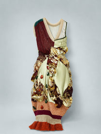 Ensemble robe + écharpe en tricot fleuri et soie