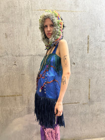 Galactic Blue Chainmail Fringe Party Dress