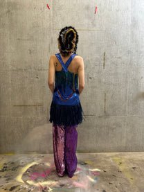 Double-Layer Sequin PVC Trousers