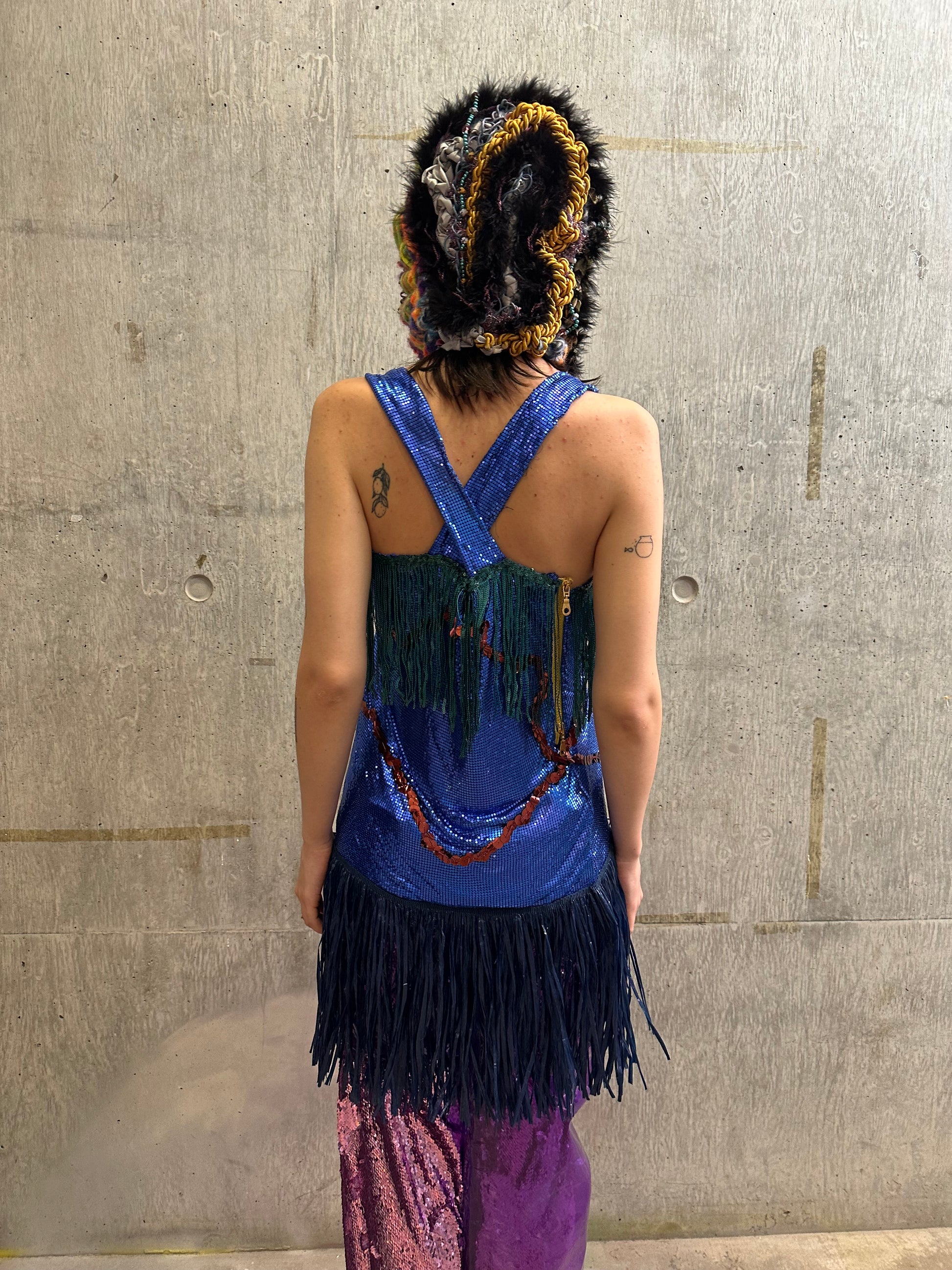 Galactic Blue Chainmail Fringe Party Dress