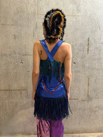 Galactic Blue Chainmail Fringe Party Dress