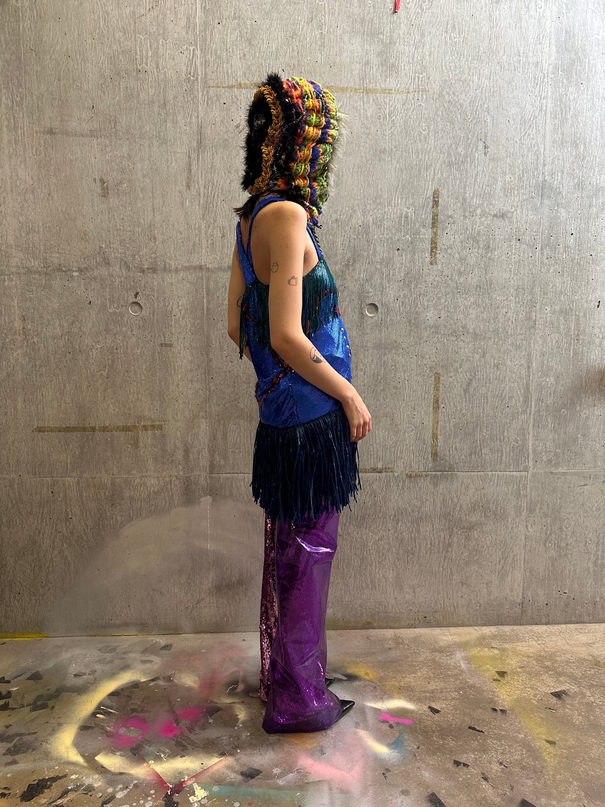 Double-Layer Sequin PVC Trousers