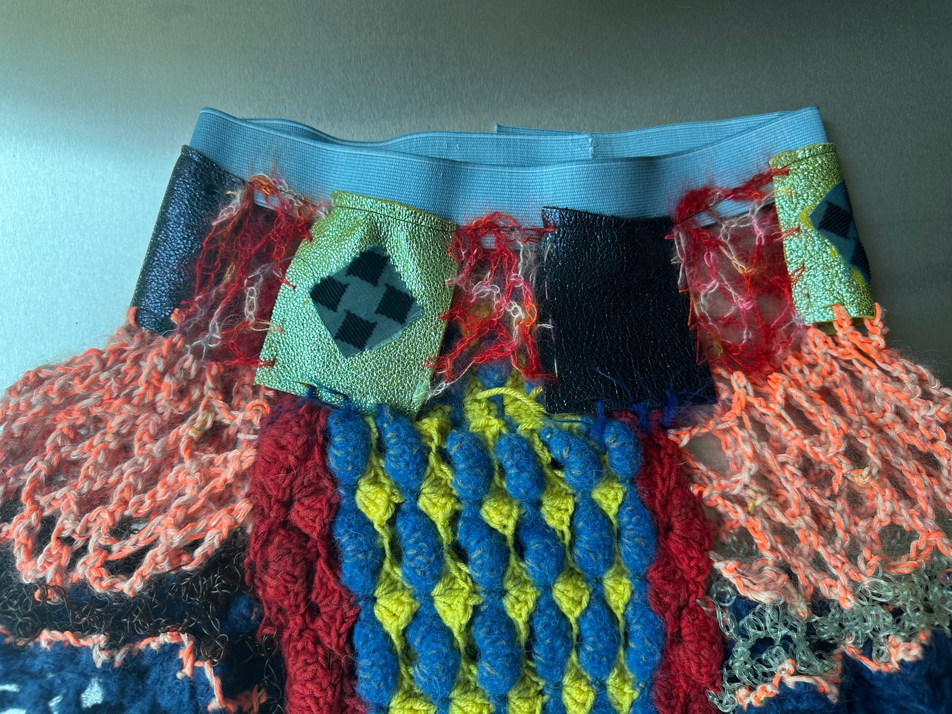 Cosmic Larva Hand-Crocheted Diamond Texture Shorts