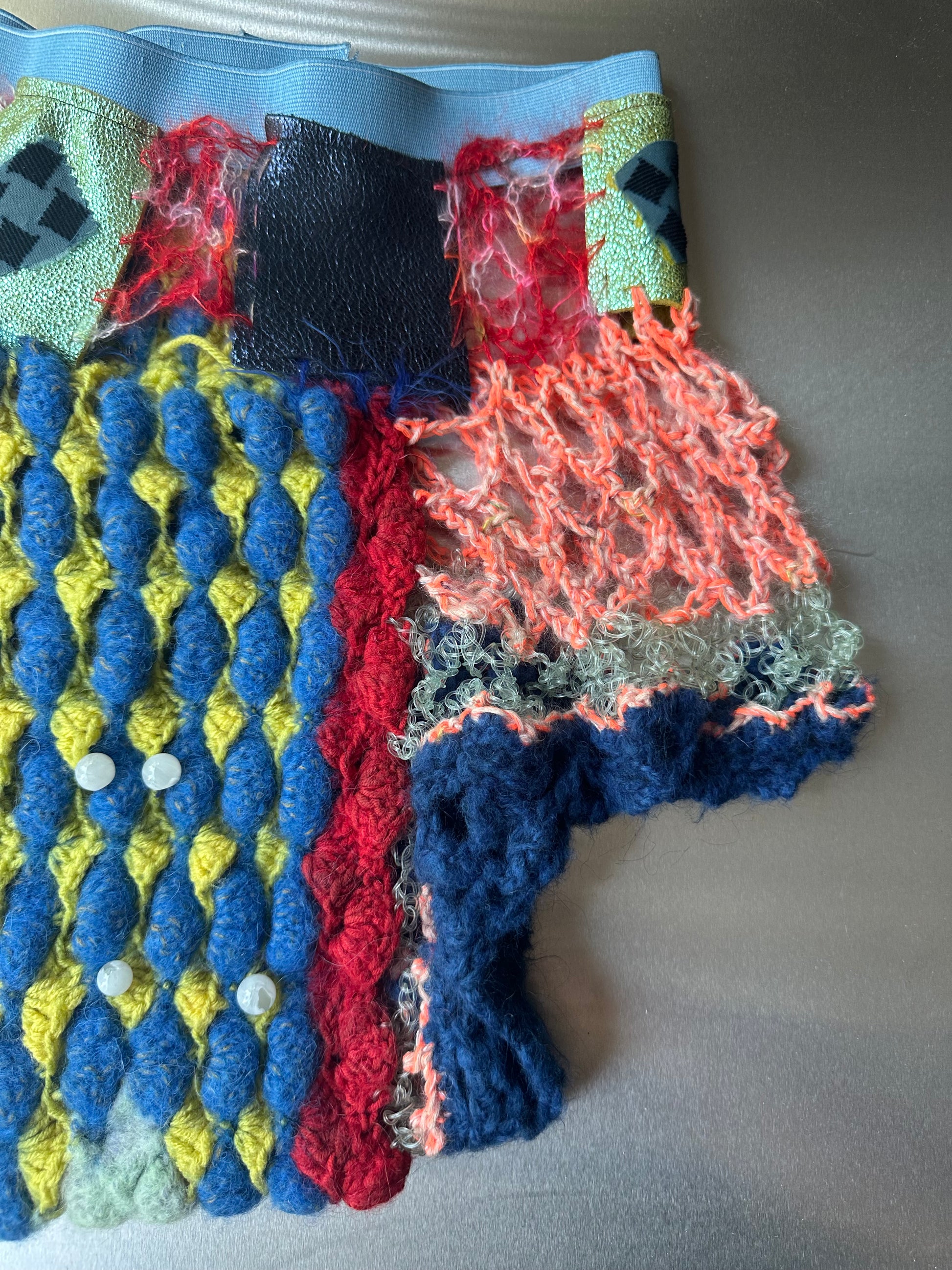 Cosmic Larva Hand-Crocheted Diamond Texture Shorts