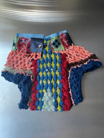 Cosmic Larva Hand-Crocheted Diamond Texture Shorts