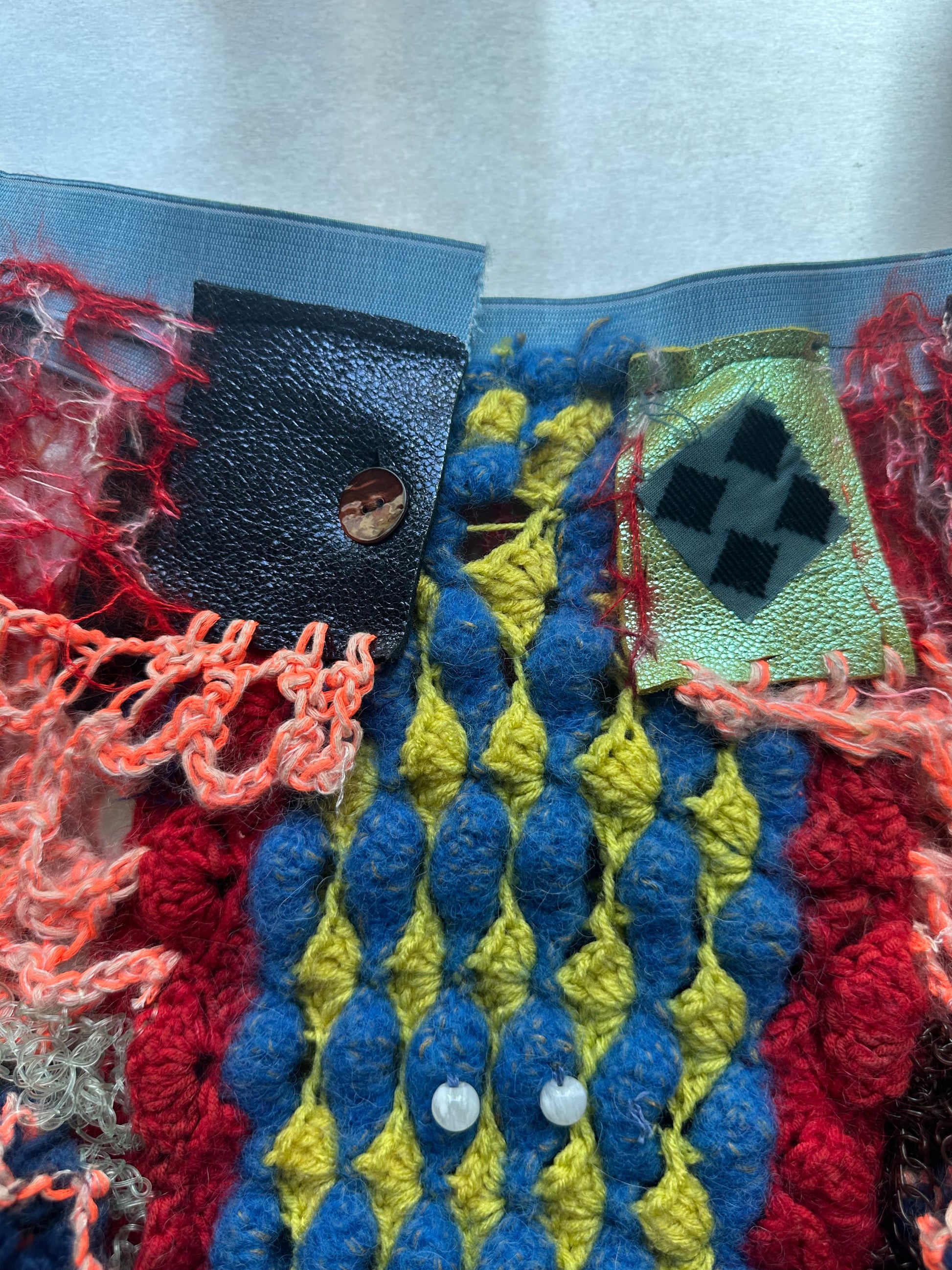 Cosmic Larva Hand-Crocheted Diamond Texture Shorts