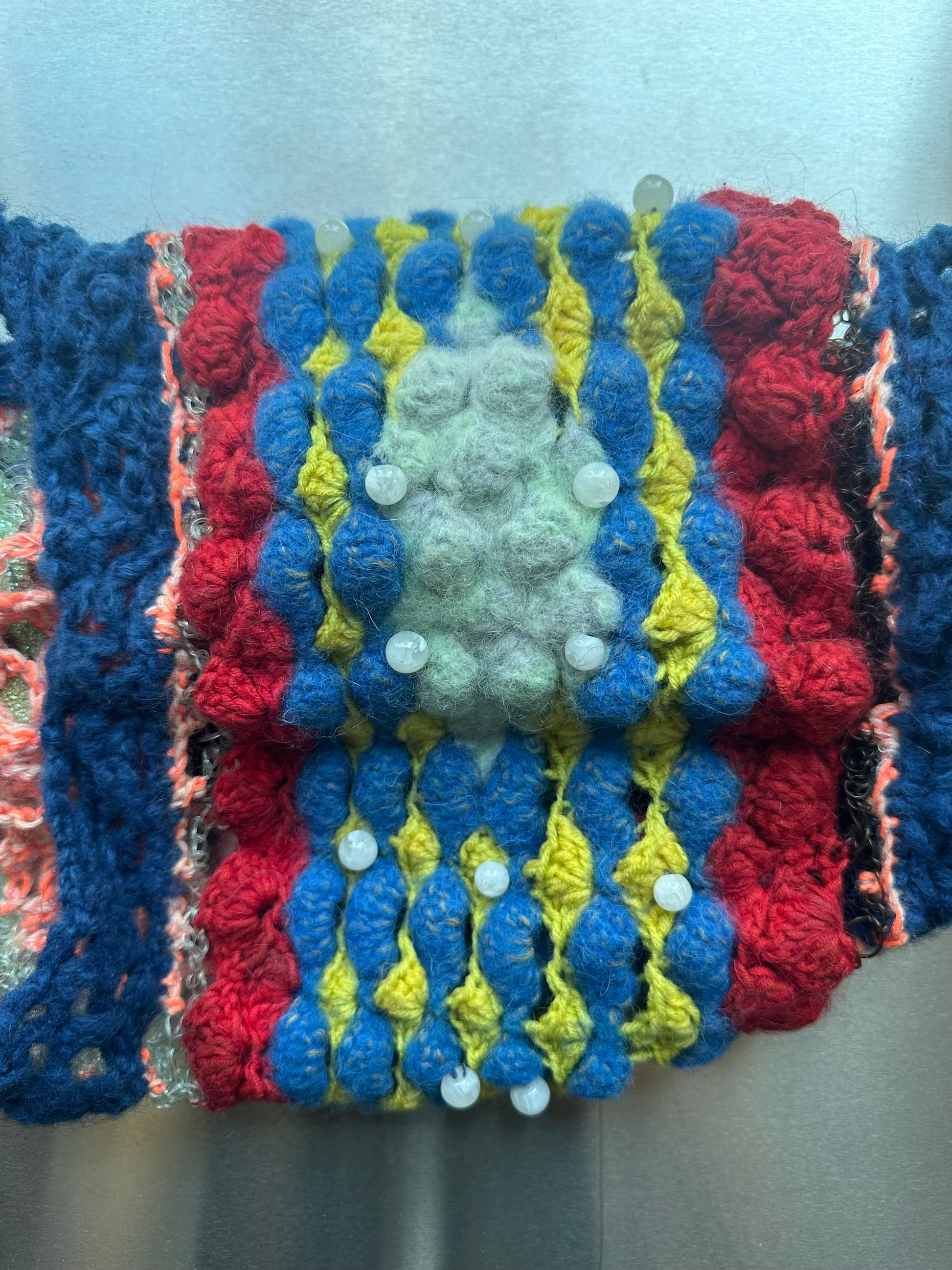 Cosmic Larva Hand-Crocheted Diamond Texture Shorts