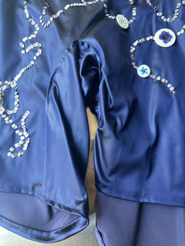 Purple Acetate Satin Sequin Embellished Asymmetric Shorts