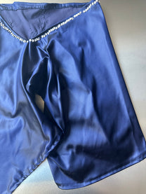 Purple Acetate Satin Sequin Embellished Asymmetric Shorts