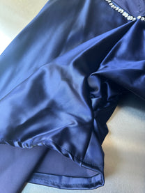 Purple Acetate Satin Sequin Embellished Asymmetric Shorts