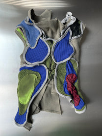 Irregular Sculptural Patchwork Knit Stretch Vest