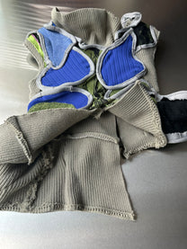 Irregular Sculptural Patchwork Knit Stretch Vest