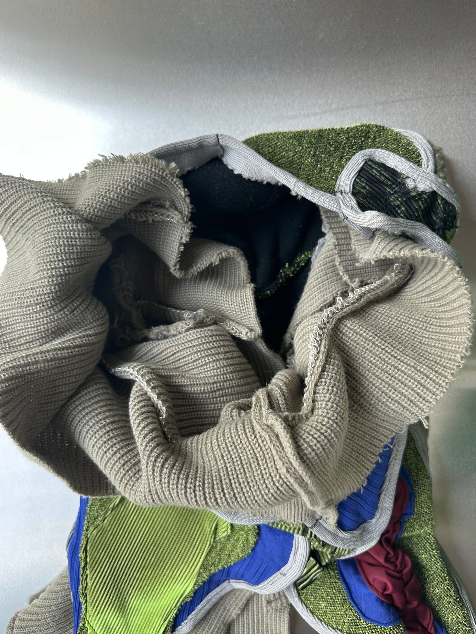 Irregular Sculptural Patchwork Knit Stretch Vest
