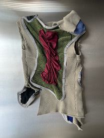 Irregular Sculptural Patchwork Knit Stretch Vest